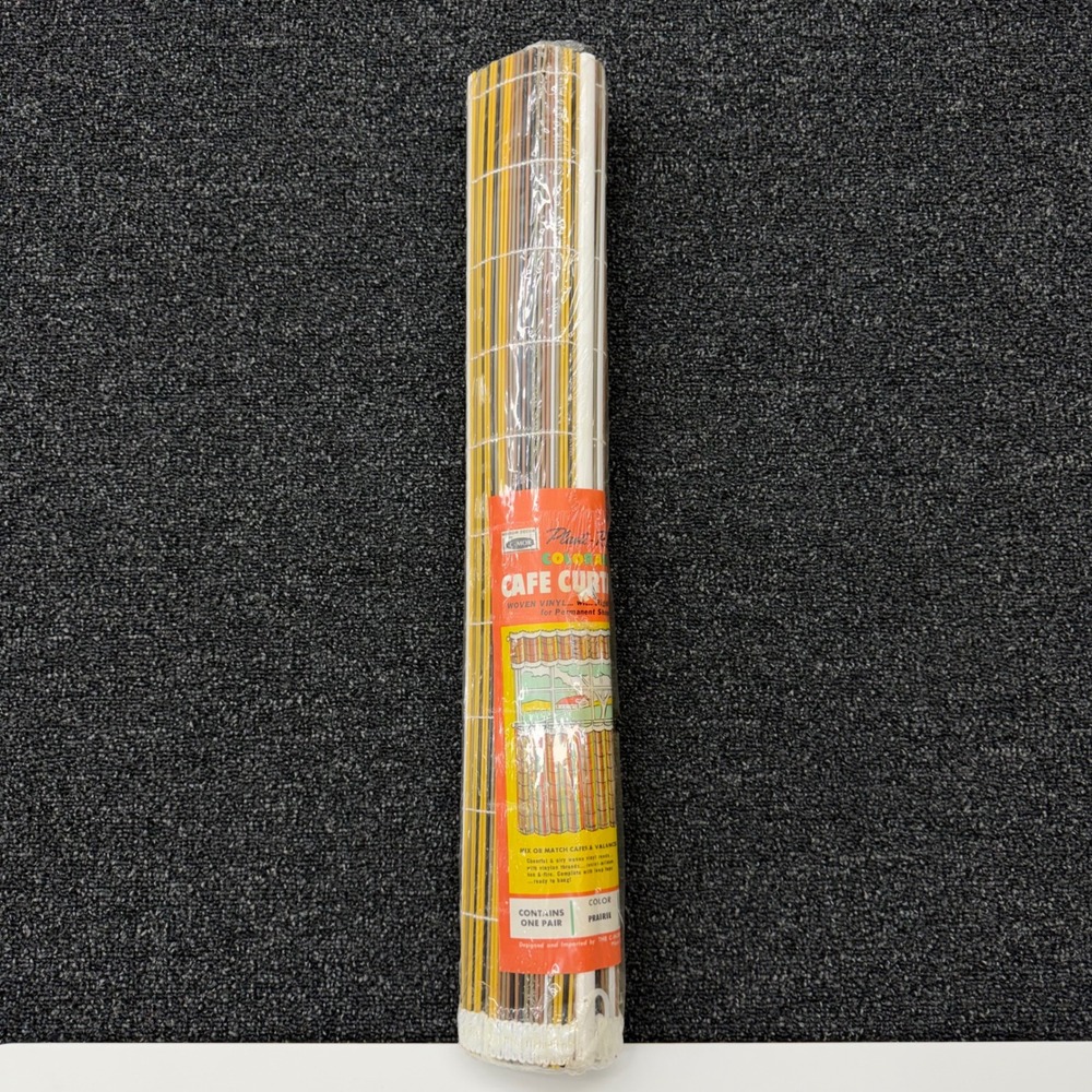 Vintage Plasti-Reed Colorama Cafe Curtains Prairie Woven Vinyl 24x48 MCM 1960s
